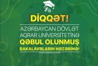 Azərbaycan Dövlət Aqrar Universitetinə (ADAU) qəbul olunan abituriyentlərin nəzərinə!