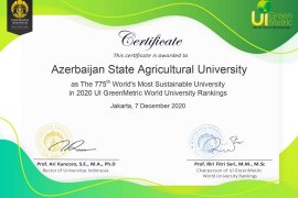 ADAU 2020-ci ildə də «UI Green Metric»in beynəlxalq reytinqində!